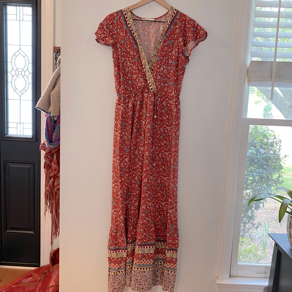 Boho v-neck maxi dress